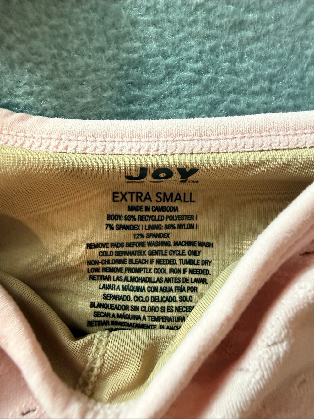 JoyLab - Light Pink Eyelet High-Rise Bike Shorts with Matching Athletic Bra - Picture 6 of 12